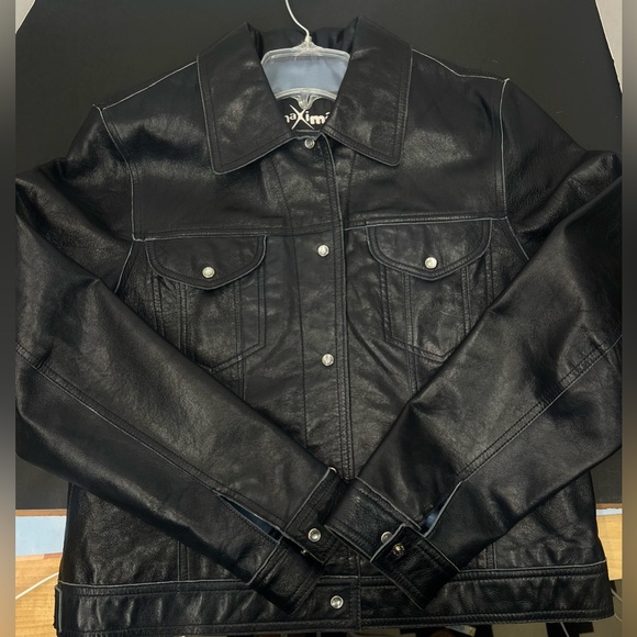 Wilsons Maxima Blue 100% Leather Cafe Racer Style Jacket Womens - Picture 3 of 9